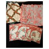 CHRISTMAS APRONS SHEER ORGANDY RED FLOCKED