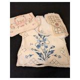 EMBROIDERED LINEN GROUP 7 PIECES BLUE PIECE HAS