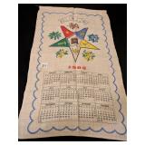 MASONIC 1962 CALENDAR TOWEL ORIGINAL CALENDAR