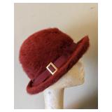 HAT KANGOL ENGLAND RED WOOL MOHAIR BOWLER STYLE