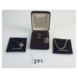 GOLD TONE BOXED PENDANT NECKLACES 14K GOLD FILLED
