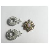 RHINESTONE SHOE CLIPS PIN BROOCH WITH CENTER PINK