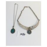 925 SILVER TURQUOISE PENDANT NECKLACE MARKED