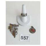 STERLING SILVER PIN WITH CADUCEUS SIZE 9 RING