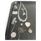 GLASS BEAD NECKLACE HEART PENDANT SMALL GLASS