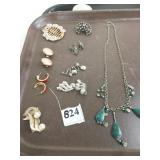 NECKLACE WITH GREEN STONE DROPS POSSIBLY