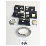 CARDED CUFF LINKS TIE TACS 2 WATCH FACES ORVIN