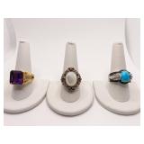 STERLING SETTINGS (2) 9.5 RINGS AND ONE SZ. 10