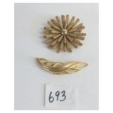 TWO GOLD TONE MONET PINS