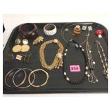 WOOD BANGLE BRACELET 1.5" WIDE GOLD TONE BANGLE