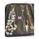NECKLACES LONG BEADED MULTI CHAIN GOLD TONE ETC.
