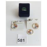 GREEN STONE RING SIZE 8 BOXED DISNEY CARDED