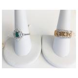 THREE FASHION RINGS ALL SIZE 9 GOLD TONE SILVER