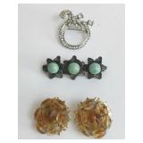 RHINESTONE PIN BAR PIN WITH BALL STONES VINTAGE