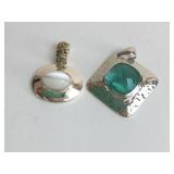 TWO STERLING SILVER PENDANTS ONE ROMAN WITH OVAL