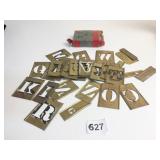 BRASS INTERLOCKING LETTER STENCILS ORIG BOX