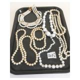 PEARL NECKLACES WHITE BEADS FOUR STRAND CHOKER