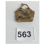 GOLD TONE MESH MINIATURE HANDBAG WITH APPLIED