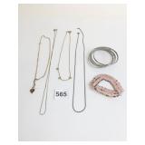 CHAIN NECKLACES SET OF BANGLE BRACELETS PEARL
