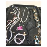 PEARL NECKLACE PINK GLASS BEAD STRETCH BRACELET