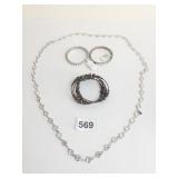 RHINESTONE BRACELETS NWT CRYSTAL BEAD SILVER TONE