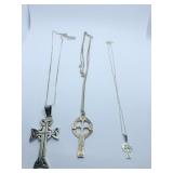 STERLING LARGE CROSS W/ BLACK INSET, 16 IN. FINE