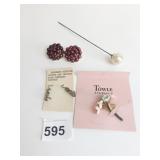 LONG STICK PIN WITH PEARL END PERIDOT AND