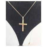 14K GOLD CHAIN NECKLACE WITH CROSS PENDANT 2.95G
