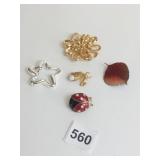 NAPIER SILVER TONE OPEN STAR PIN UNBRANDED GOLD