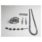 SILVER TONE BRACELET BRAIDED CHAIN NECKLACE