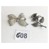RHINESTONE BOW PIN FLOWER PIN