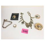 ANGEL CIRCLE PIN CARDED RING GOLD TONE PILL BOX