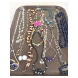 BEADED NECKLACES WOOD BLUE AND BLACK BEADED MULTI