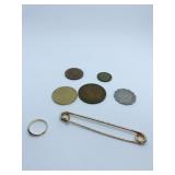 1/20- 12K GOLD FILLED SKIRT PIN, UNMARKED BAND