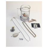 GLASS STEIN WITH PHEASANT DECAL MONET WHITE