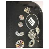 BLUE RHINESTONE BRACELET PINS EARRINGS ETC.