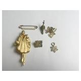 AFTER TAXES GOLD TONE AJC LADY PIN BOW FEATHER