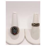 RINGS NO MARKING SZ. 11 & SZ. 7 W/ TURQUOISE