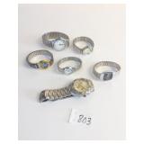 GROUP OF WRISTWATCHES STRETCH BANDS PAUA SHELL