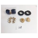 EARRINGS OVERSIZE BEADED HINGED HOOPS BLACK