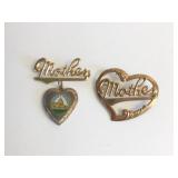 GOLD TONE MOTHER PIN WITH LOCKET OPEN WORK MOTHER