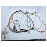 LEATHER NECKLACE, BEADED NECKLACE, PENDANT, ETC.