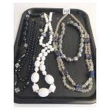 BEADED NECKLACES LARGE BLACK SILVER WHITE ETC.