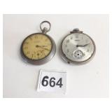TWO POCKET WATCHES DAMAGED ONE NO GLASS ONE FADED