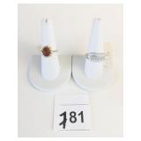 18KGE SIZE 8.5 BROWN STONE SILVER TONE SIZE 9