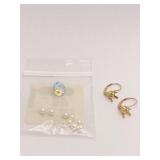 14K GOLD EARRING SETTING, PEARLS AND GEMSTONE