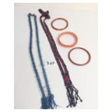 THREE PLASTIC LUCITE BRACELETS BEADED NECKLACES