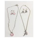 NECKLACE EARRINGS GOLD TONE REINDEER ENAMEL MOUSE