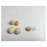 TWO PAIRS POSSIBLY BONE EARRINGS WITH 585 THIN