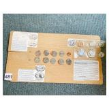 US 1957 MINT SET & 2005 COINS MOUNTED ON BOARD